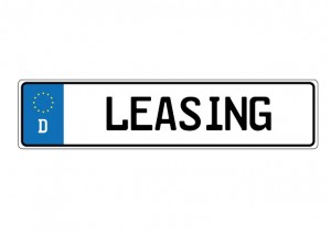 Kennzeichenschild mit dem Wort: Leasing